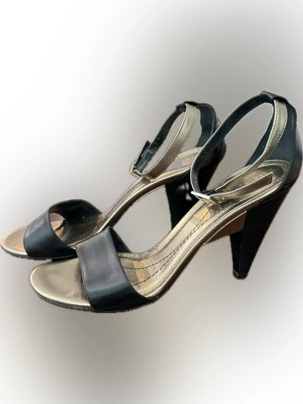 kate spade Black and Silver Ankle-Strap Open-Toe Heels - Picture 2 of 7
